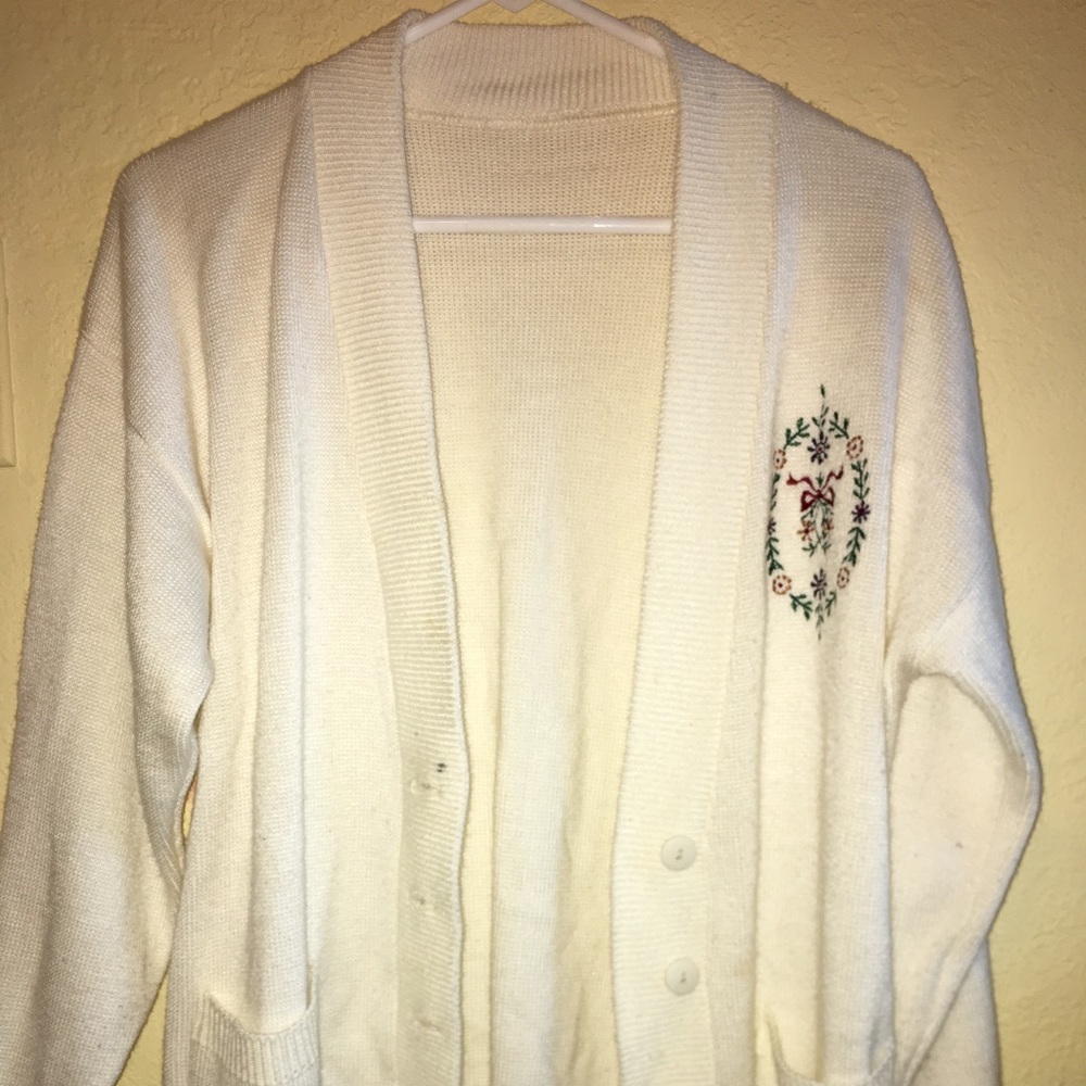 White Christmas cardigan